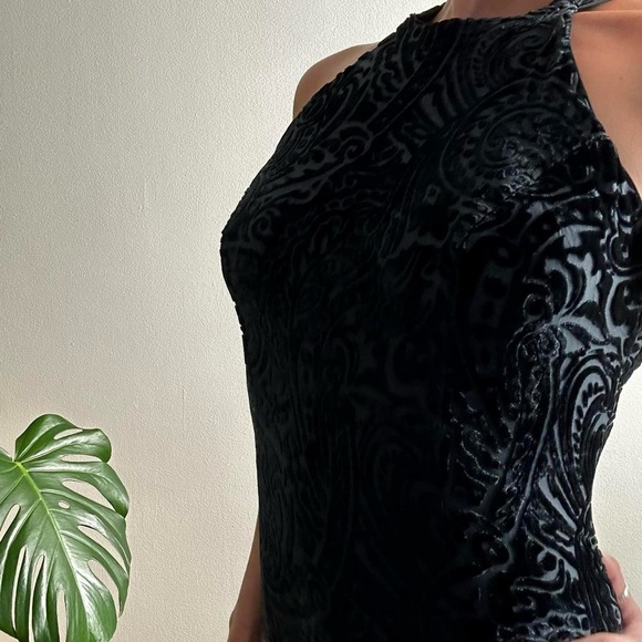 Vintage Velvet + Sheer Long Black Dress - Picture 4 of 8